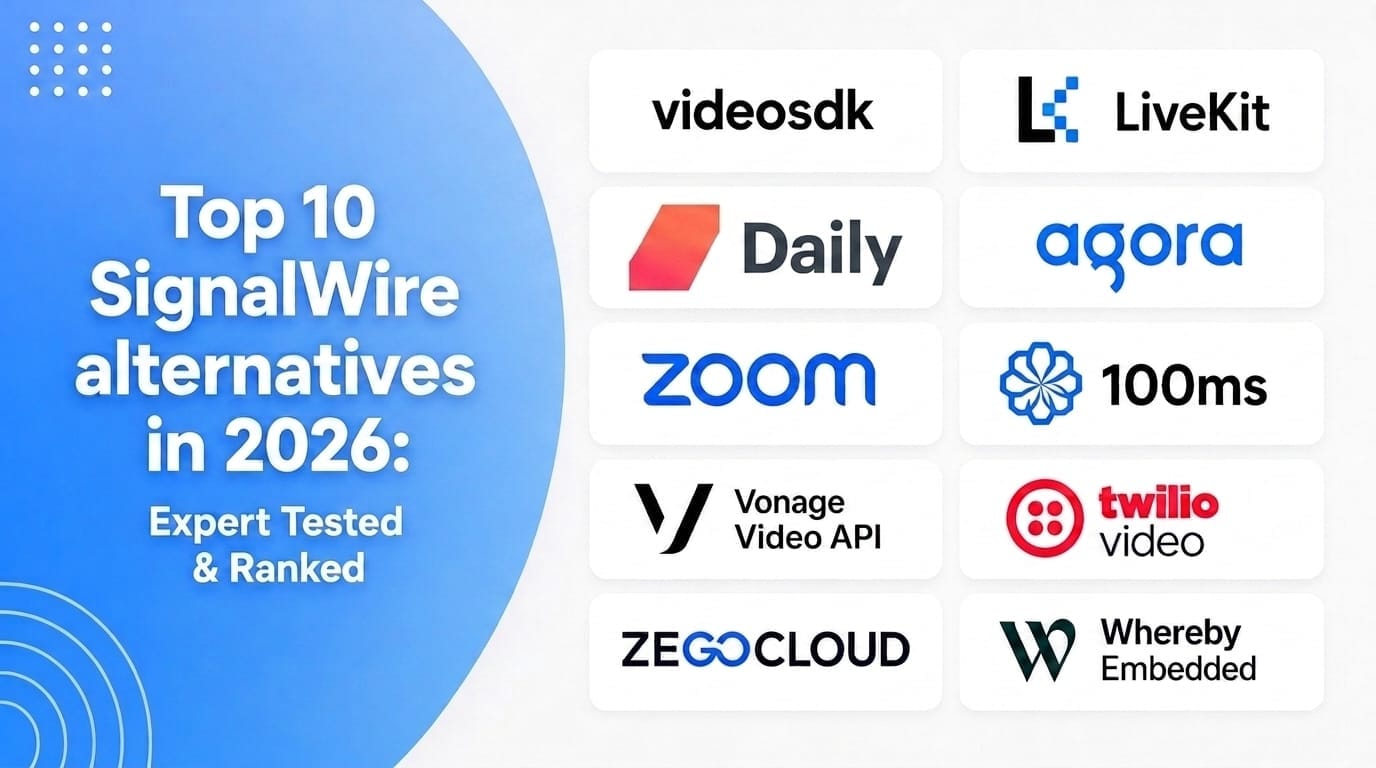 Top 10 SignalWire Alternatives for Video APIs: Expert Tested & Ranked Top 10 SignalWire Alternatives for Video APIs: Expert Tested & Ranked